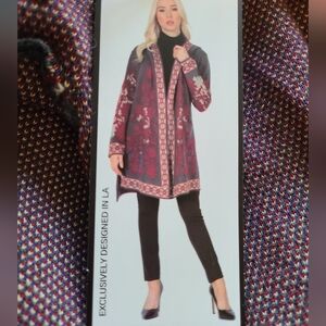 Max Sport Bautiful Red and Green Sweater Coat. Size M